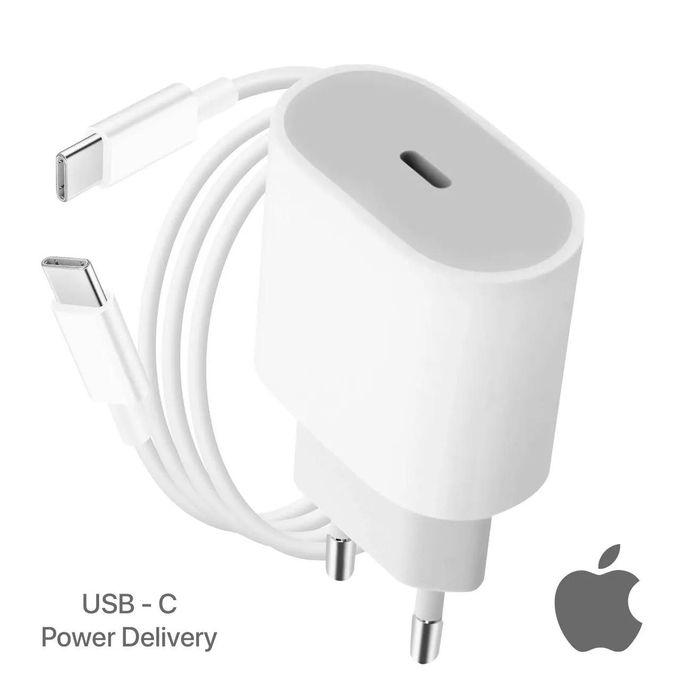 Apple Chargeur 35W pour iPhone 15 Pro Max, adaptateur secteur USB-C + câble USB-C vers USB-C