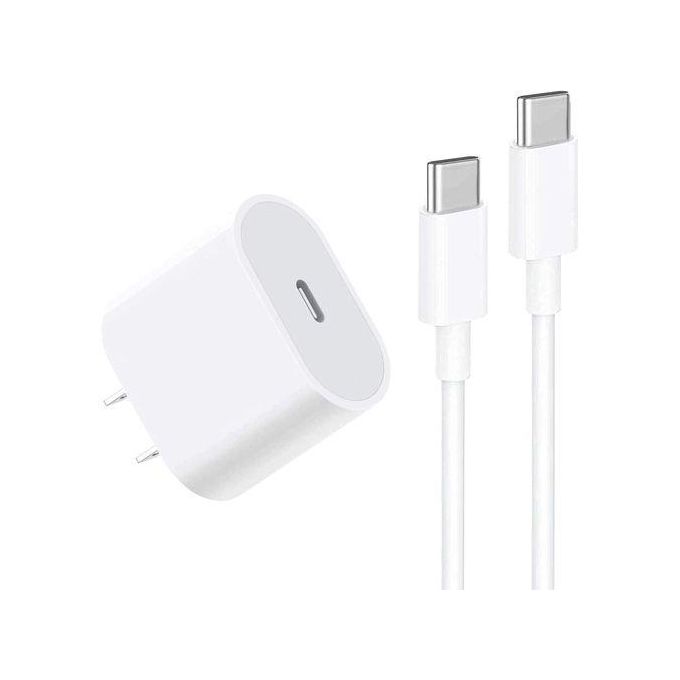 Apple Chargeur 35W pour iPhone 15 Pro Max, adaptateur secteur USB-C + câble USB-C vers USB-C