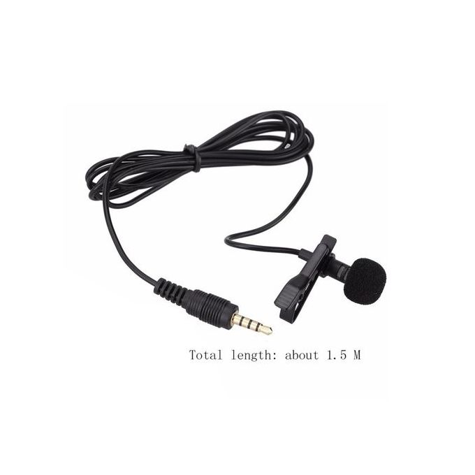 OR Mini Lavalier Mic Tie Clip Microphones Smart Phone Recording Speaking Singing-Black