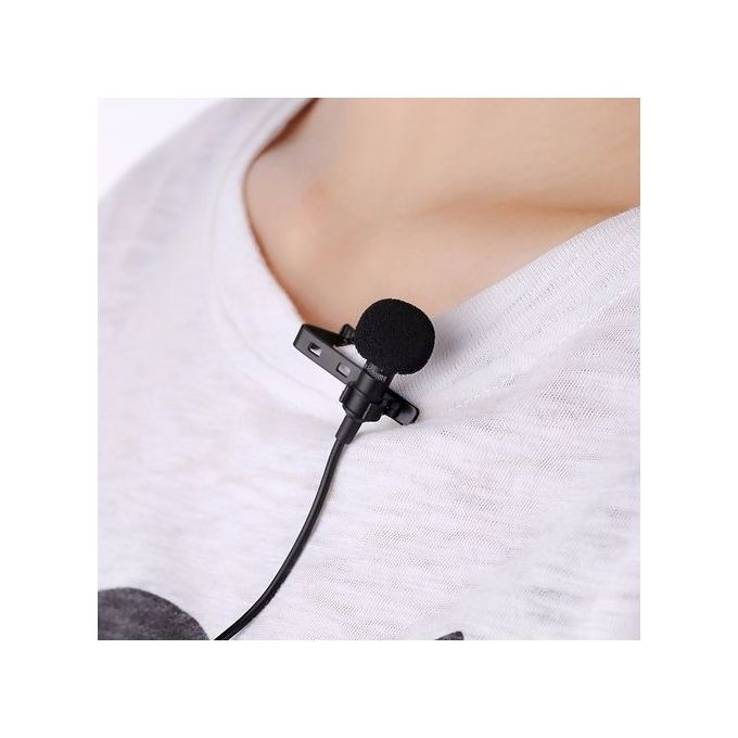 OR Mini Lavalier Mic Tie Clip Microphones Smart Phone Recording Speaking Singing-Black