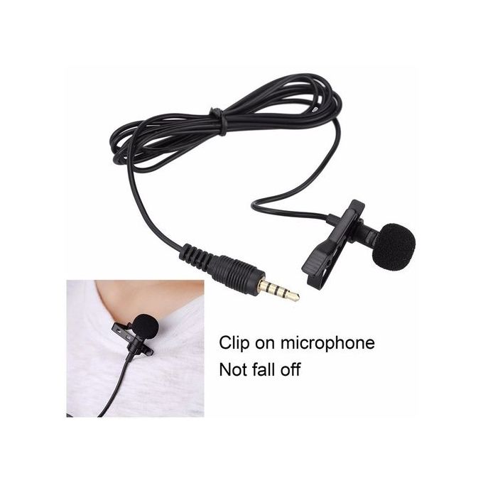 OR Mini Lavalier Mic Tie Clip Microphones Smart Phone Recording Speaking Singing-Black